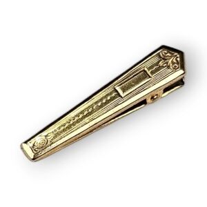 Antique Lingerie Bar Clip Art Deco Engraveable Floral Gold Plated 1920s 1.25"
